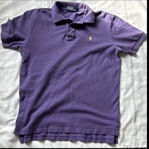 Polo Ralph Lauren Mens Purple Short Sleeve Pique Polo Shirt Yellow Pony Size M